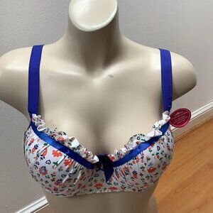 Massam Size Large Floral & Satin Underwire Bra. Made in Brazil. New with Tags